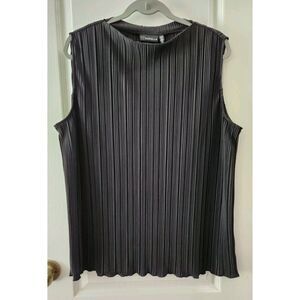 Rafaella‎ Women's Blouse Pleated  Fabric   Sleeveless Top Black Size L